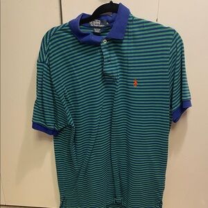 Polo by Ralph Lauren Men's Green and Blue Striped Shirt used size Large